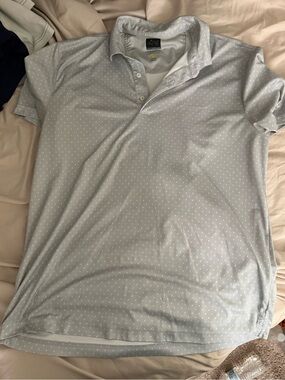 Greg Norman Collection Light Blue Polka Dot Polo